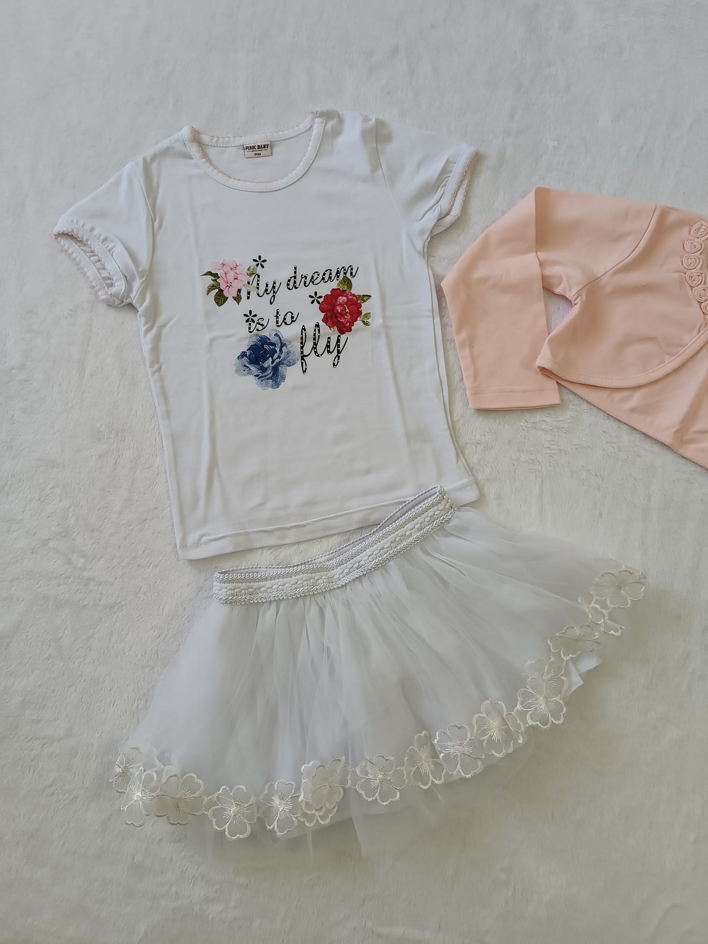 Conjunto de 3 piezas Camiseta + Falda + Bolero